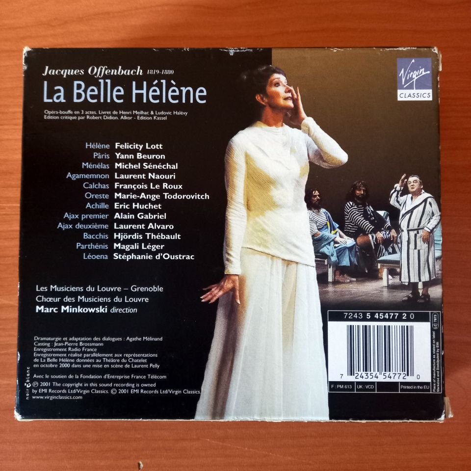 OFFENBACH: LA BELLE HELENE / FELICITY LOTT, YANN BEURON, MICHEL SENECHAL, FRANÇOIS LE ROUX, LAURENT NAOURI, MARIE-ANGE TODOROVITCH, CHŒUR DES MUSICIENS DU LOUVRE, LES MUSICIENS DU LOUVRE - GRENOBLE, MARC MINKOWSKI (2001) - 2CD 2.EL