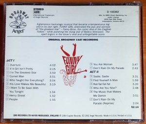 FUNNY GIRL / ORIGINAL BROADWAY CAST RECORDING / BARBRA STERISAND, SYDNEY CHAPLIN, JULE STYNE, BOB MERRILL (1992) - CD 2.EL