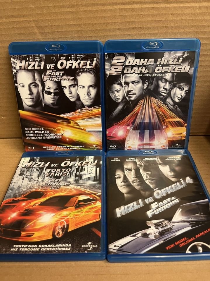 THE FAST AND THE FURIOUS - HIZLI VE ÖFKELİ - PAUL WALKER - VIN DIESEL - 4 FİLM BOX SET - 4xBLU-RAY 2.EL