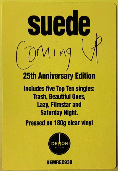 SUEDE - COMING UP (1996) - LP 180GR 2021 CLEAR COLOURED EDITION SIFIR PLAK