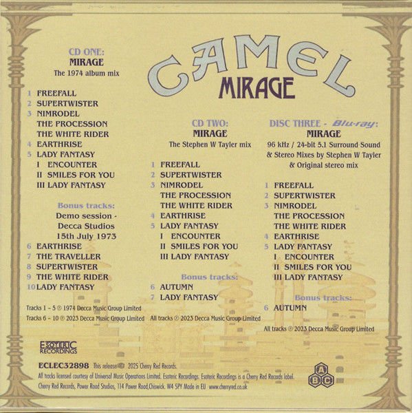 CAMEL – MIRAGE (1974) - 2CD+BLU-RAY REMASTERED 2025 REISSUE BOX SET AMBALAJINDA SIFIR