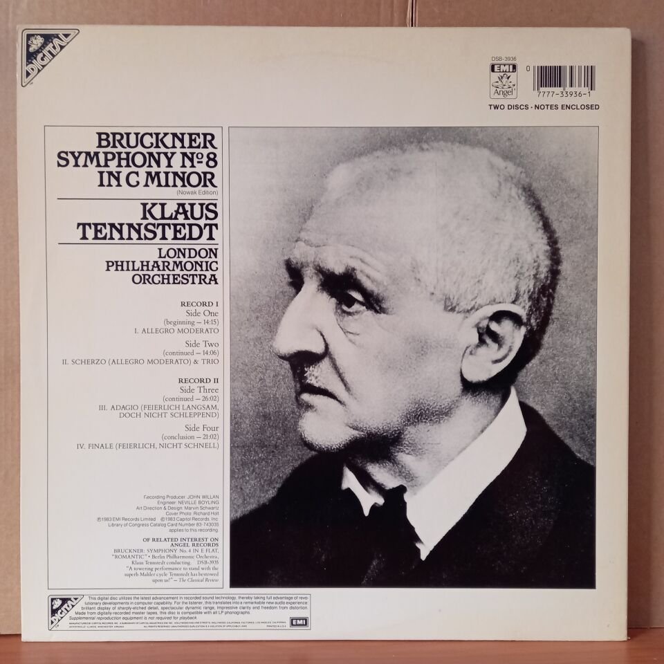 BRUCKNER: SYMPHONY NO. 8 IN C MINOR / LONDON PHILHARMONIC ORCHESTRA, KLAUS TENNSTEDT (1983) - 2LP 2.EL PLAK