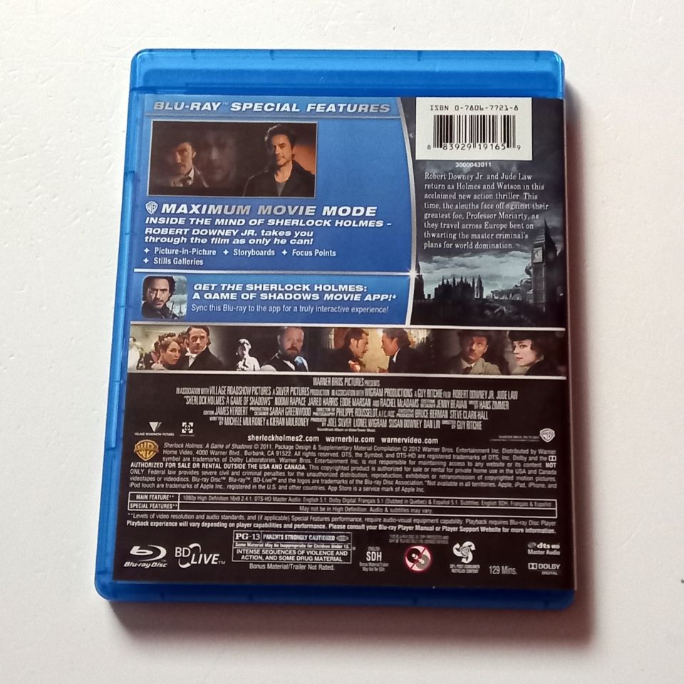 SHERLOCK HOLMES / A GAME OF SHADOWS - ROBERT DOWNEY JR., JUDE LAW - YÖN.: GUY RITCHIE - BLU-RAY 2.EL 1. BÖLGE TR ALTYAZI YOKTUR