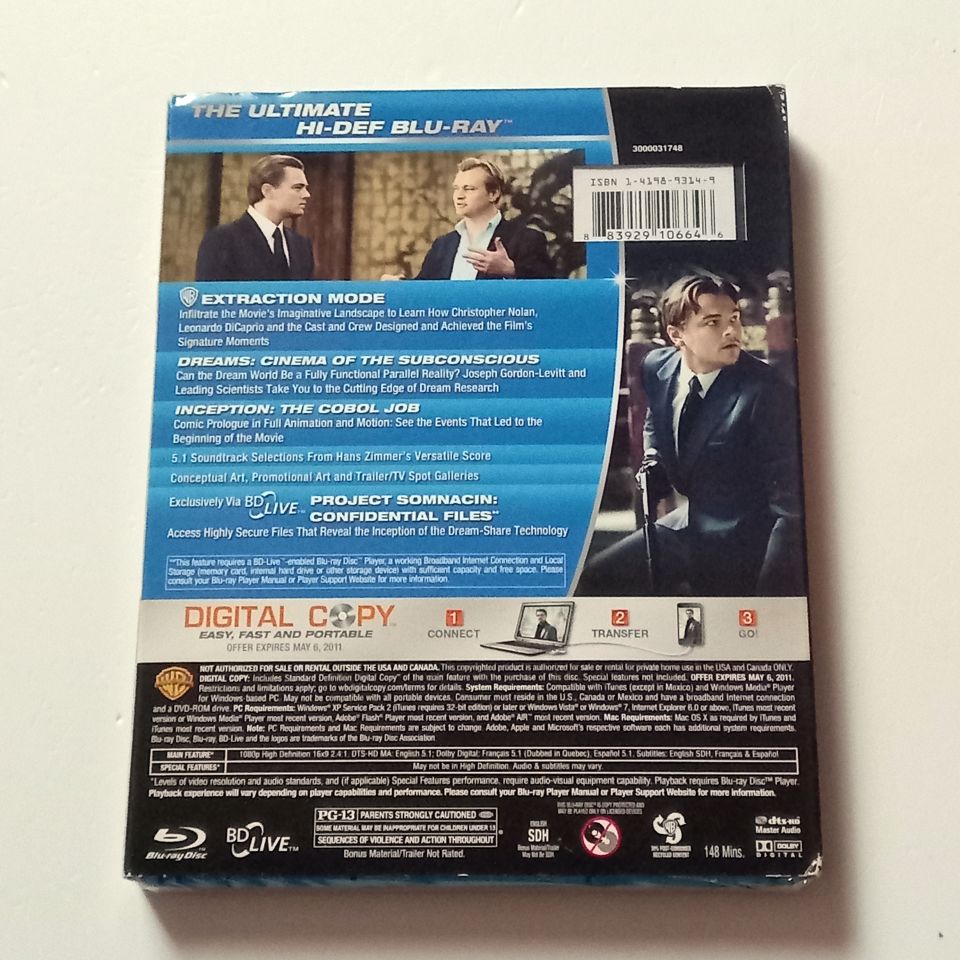 INCEPTION - LEONARDO DI CAPRIO, KEN WATANABE, JOSEPH GORDON-LEVITT - YÖN.: CHRISTOPHER NOLAN - BLU-RAY + DVD HOLOGRAM SLIPCOVER SIFIR 1. BÖLGE TR ALTYAZI YOKTUR