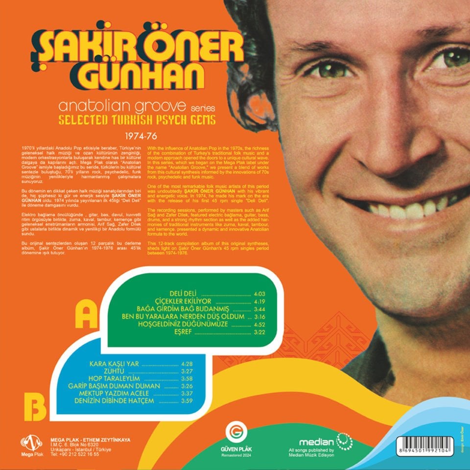 ŞAKİR ÖNER GÜNHAN - ANATOLIAN GROOVE SERIES (2024) - LP 180GR GATEFOLD SARI RENKLİ SIFIR PLAK