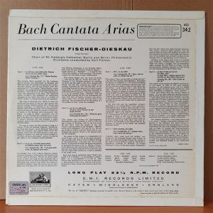 BACH: CANTANA ARIAS / DIETRICH FISCHER-DIESKAU, CHOIR OF ST. HEDWIG'S CATHEDRAL, BERLIN PHILHARMONIC ORCHESTRA (1959) - LP 2.EL PLAK
