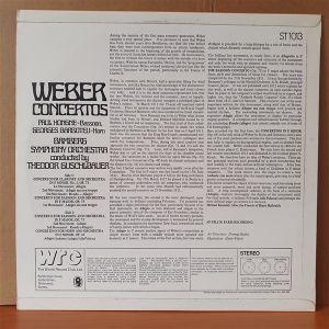 WEBER CONCERTOS / PAUL HONGNE, GEORGES BARBOTEU, BAMBERG SYMPHONY, THEODOR GUSCHLBAUER - LP 2.EL PLAK
