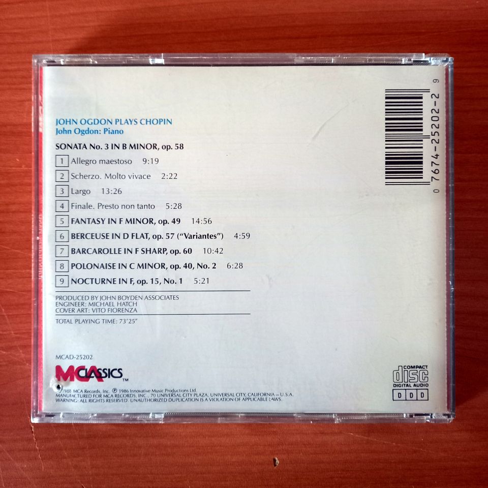 JOHN OGDON PLAYS CHOPIN / SONATA NO. 3 IN B MINOR, OP. 58 / FANTASY IN F MINOR, OP.49 (1988) - CD 2.EL
