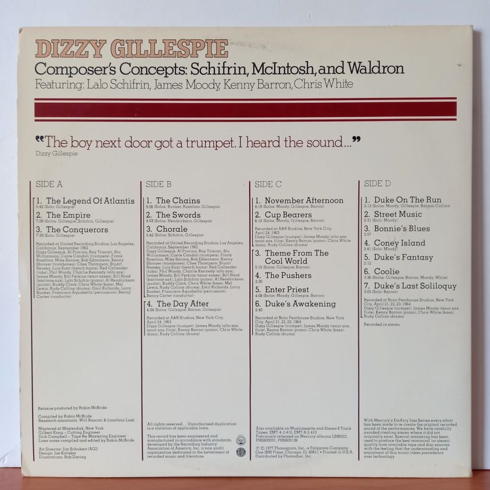 DIZZY GILLESPIE – COMPOSER'S CONCEPTS (1977) - 2LP 2.EL PLAK