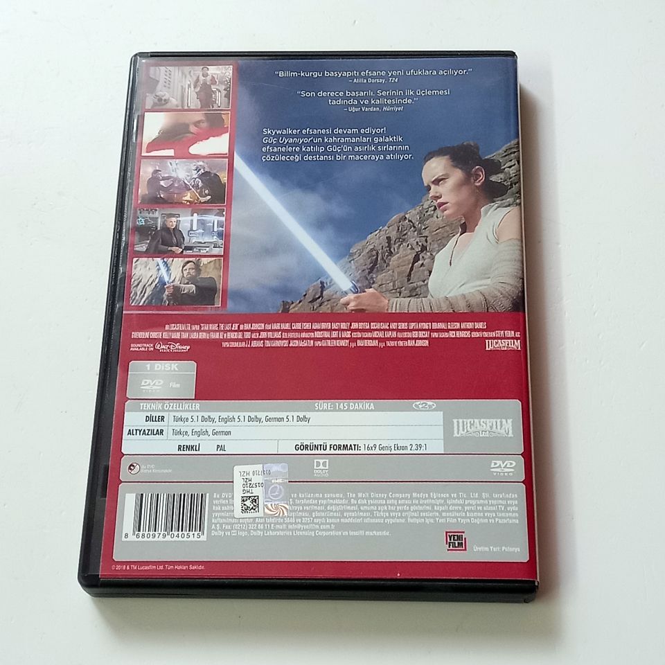 STAR WARS: SON JEDİ / STAR WARS: THE LAST JEDI - DAISY RIDLEY, ADAM DRIVER, MARK HAMILL, YÖN.: RIAN JOHNSON  - DVD 2.EL