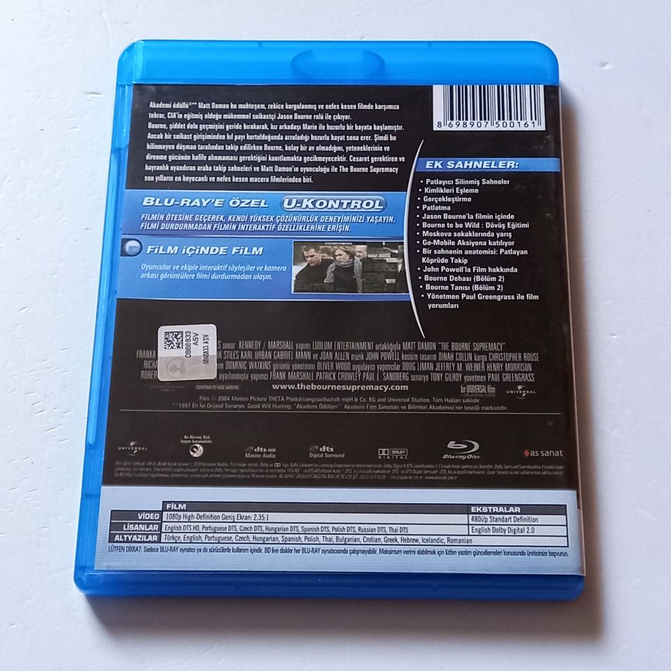 MEDUSA DARBESİ / THE BOURNE SUPREMACY - MATT DAMON, FRANKA POTENTE, JULIA STILES - YÖN.: PAUL GREENGRASS - BLU-RAY 2.EL
