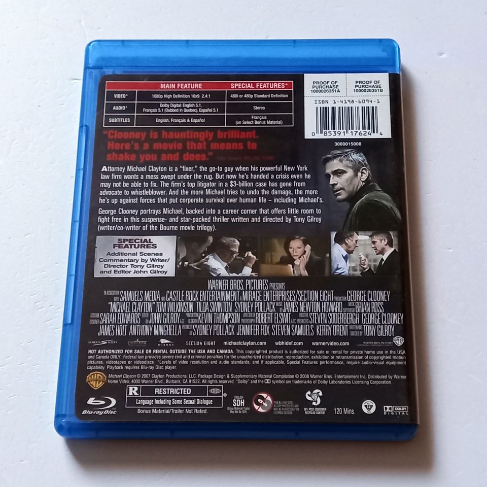 MICHAEL CLAYTON - GEORGE CLOONEY, TOM WILKINSON, TILDA SWINTON - YÖN.: TONY GILROY - BLU-RAY REGION FREE TÜRKÇE ALTYAZI YOKTUR 2.EL