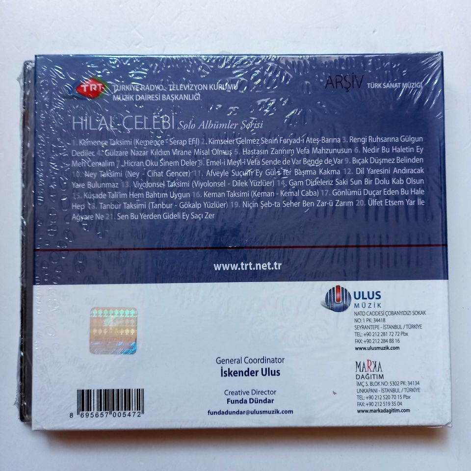 HİLAL ÇELEBİ / TÜRK SANAT MÜZİĞİ / TRT ARŞİV SERİSİ 31 - CD SIFIR