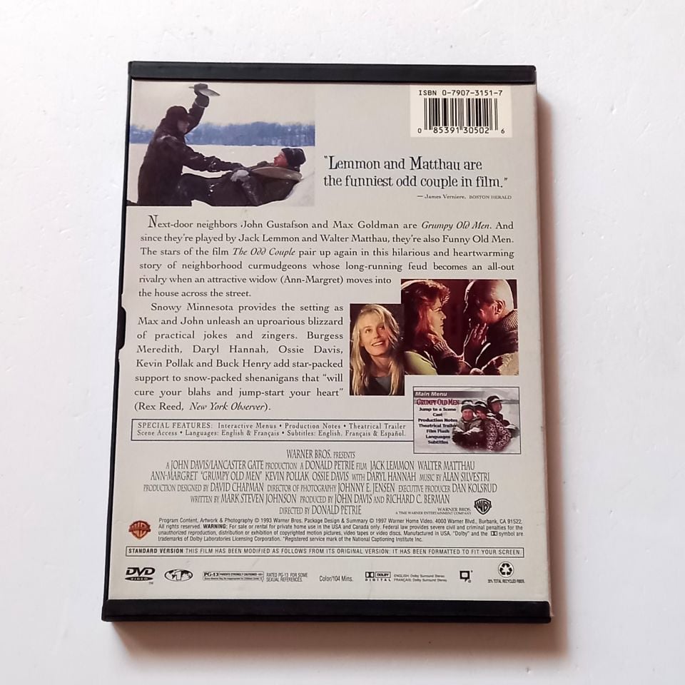 GRUMPY OLD MEN - JACK LEMMON, WALTER MATTHAU, ANN-MARGRET - YÖN.: DONALD PETRIE - DVD SNAPCASE 2.EL 1. BÖLGE TÜRKÇE ALTYAZI YOKTUR