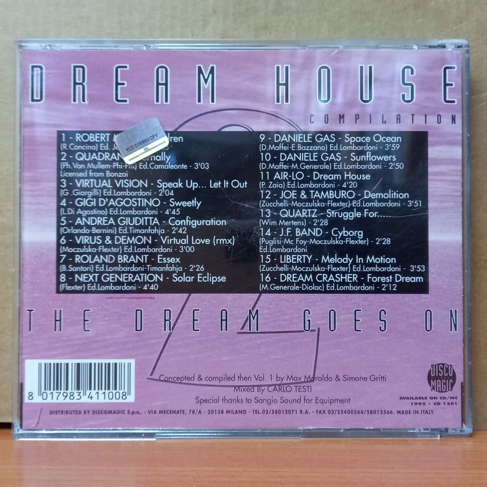 DREAM HOUSE COMPILATION - THE DREAM GOES ON / ROBERT MILES, VIRTUAL VISION, ANDREA GIUDITTA, DANIELE GAS, QUARTZ (1995) - CD 2.EL