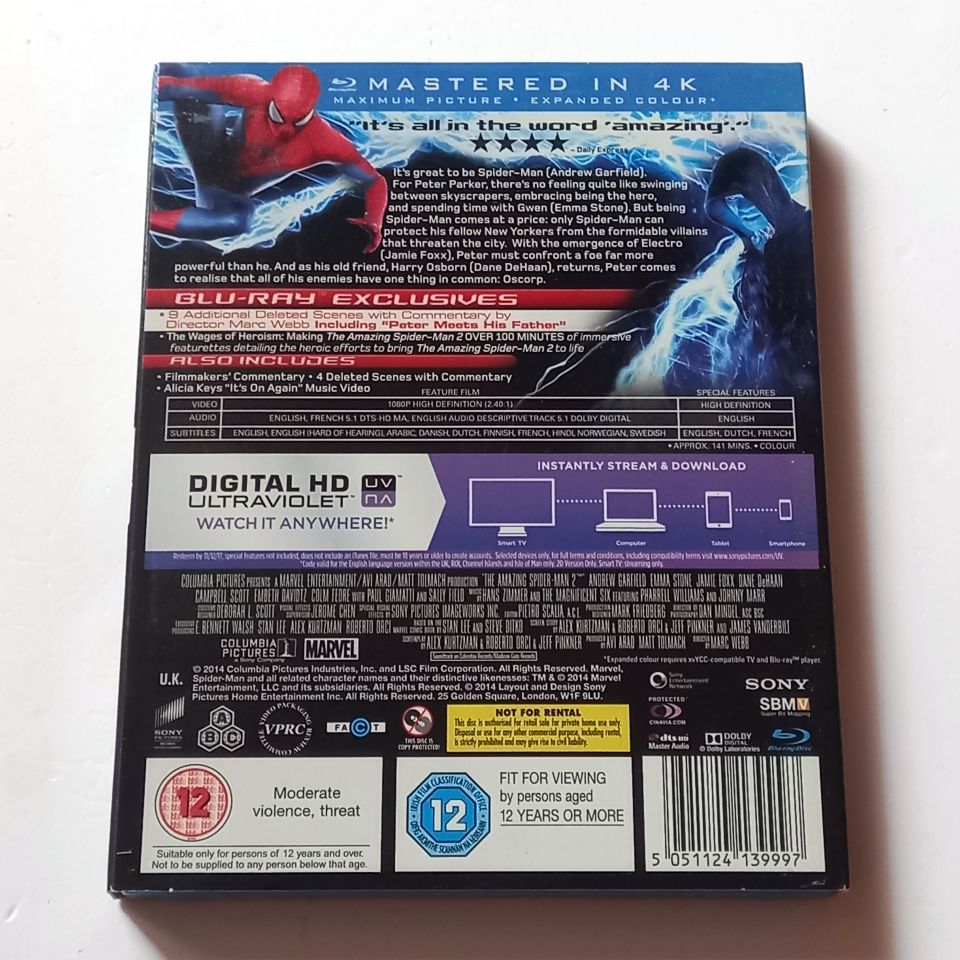 THE AMAZING SPIDER-MAN 2 - ANDREW GARFIELD, EMMA STONE, JAMIE FOXX, YÖN.: MARC WEBB - BLU-RAY SLIPCASE 2.EL TÜRKÇE ALTYAZI YOKTUR
