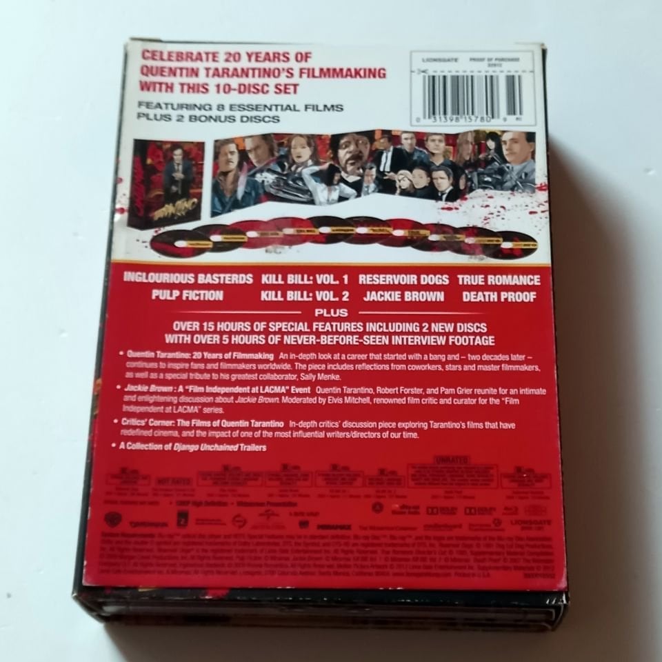 TARANTINO XX: 8 MOVIES - YÖN.: QUENTIN TARANTINO - 10 X BLU-RAY TEN-DISC SET SLIPCASE REGION A TR ALTYAZI YOKTUR 2.EL