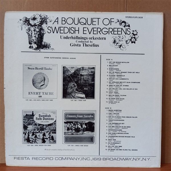 A BOUQUET OF SWEDISH EVERGREENS / UNDERHALLNINGS ORKESTERN CONDUCTED BY GÖSTA THESELIUS - LP 2.EL PLAK