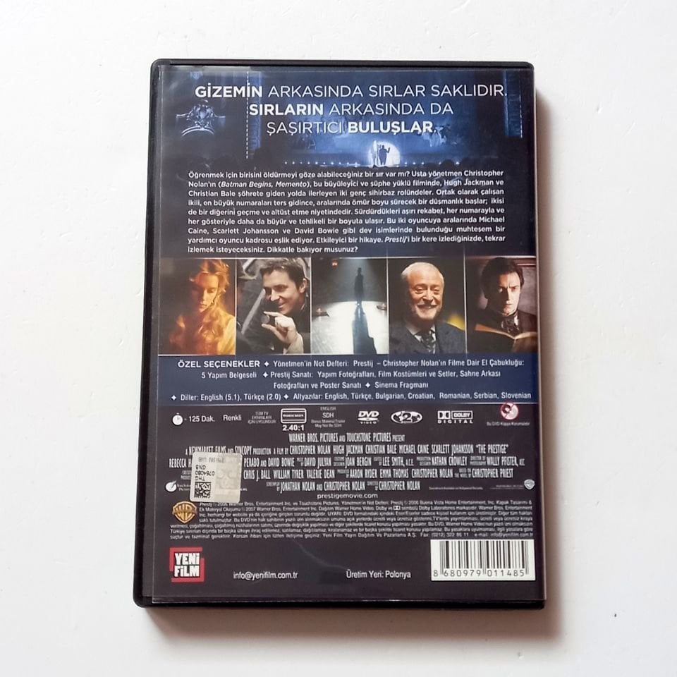 THE PRESTIGE / PRESTIJ - HUGH JACKMAN, CHRISTIAN BALE, MICHAEL CAINE, SCARLETT JOHANSSON - YÖN.: CHRISTOPHER NOLAN - DVD 2.EL