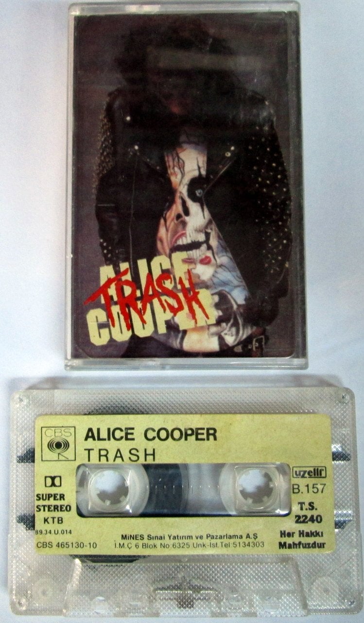 ALICE COOPER - TRASH (1989) UZELLI CASSETTE MADE IN TURKEY ''USED''