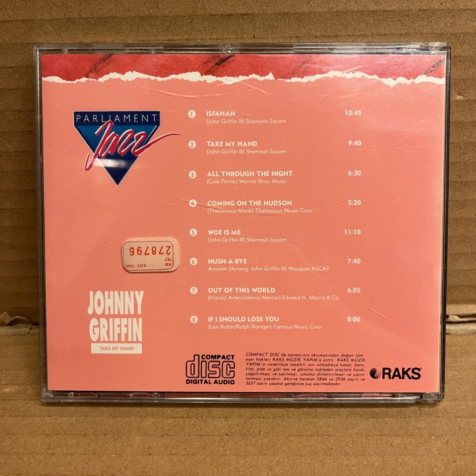 JOHNNY GRIFFIN - TAKE MY HAND - RAKS PARLIAMENT JAZZ SERIES - CD 2.EL