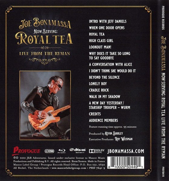 JOE BONAMASSA – NOW SERVING: ROYAL TEA LIVE FROM THE RYMAN (2021) - 2BLU-RAY REGION B AMBALAJINDA SIFIR