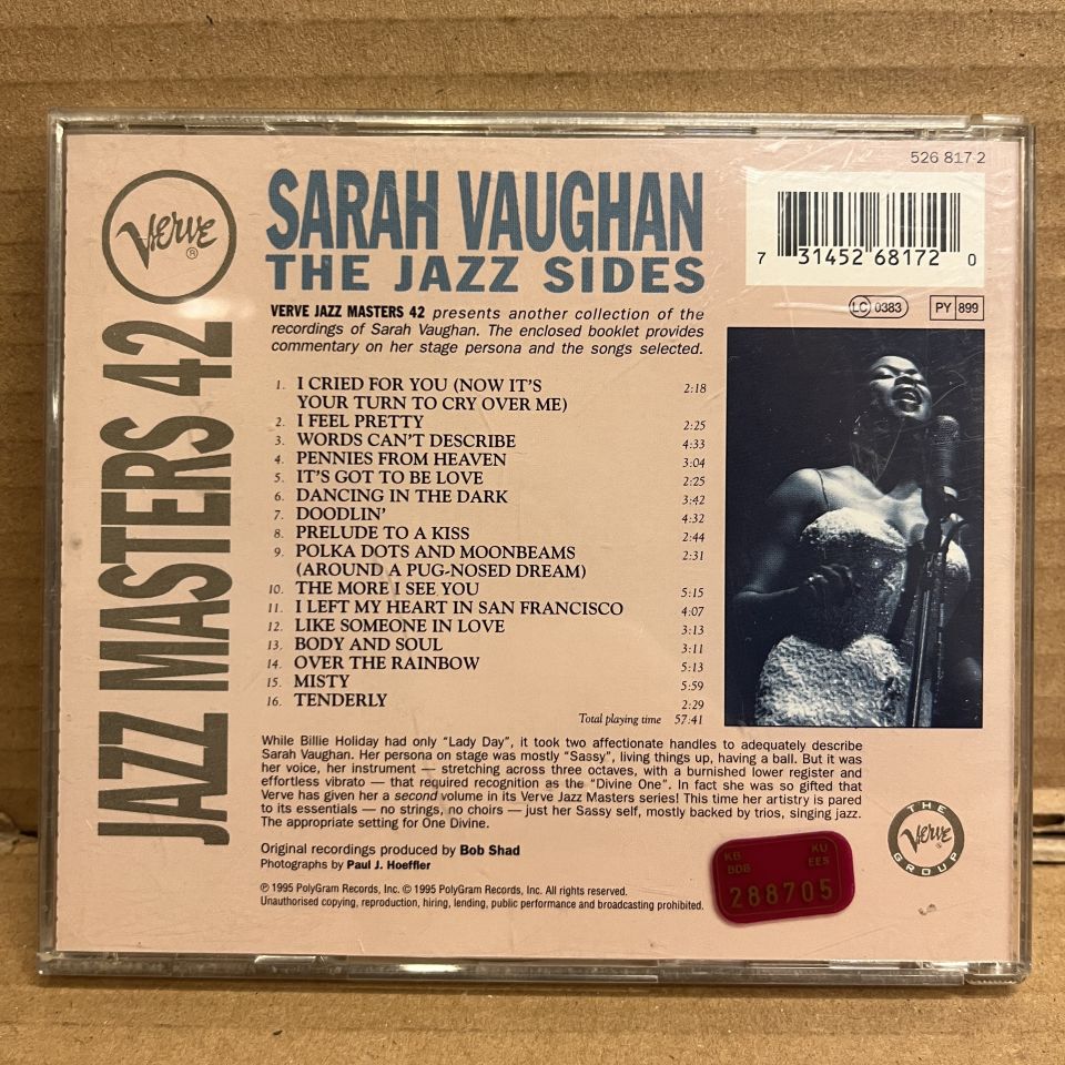 SARAH VAUGHAN – THE JAZZ SIDES - VERVE JAZZ MASTERS 42 (1995) - CD 2.EL