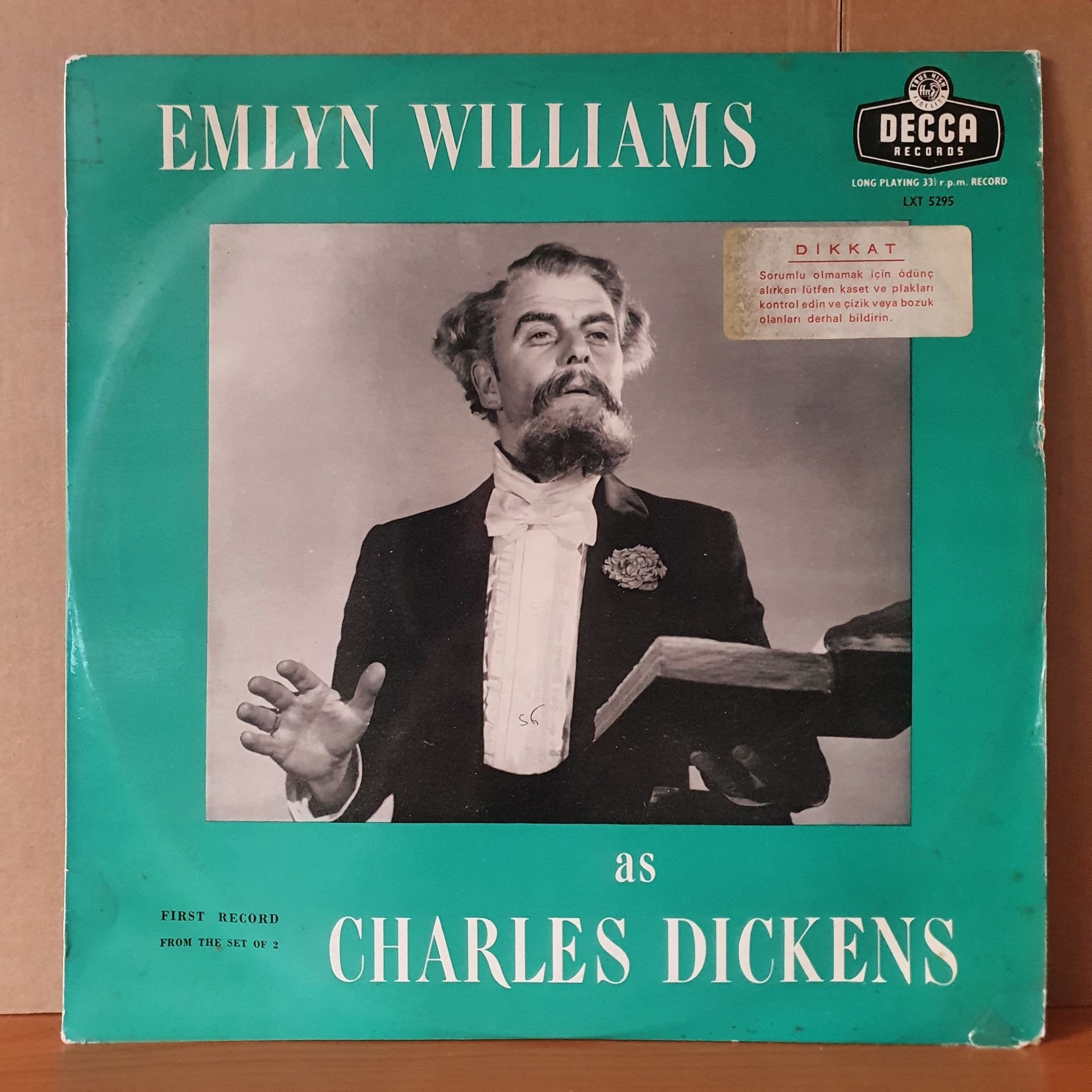 EMLYN WILLIAMS - AS CHARLES DICKENS / FIRST RECORD FROM THE SET OF 2 (1956) - LP 2.EL PLAK