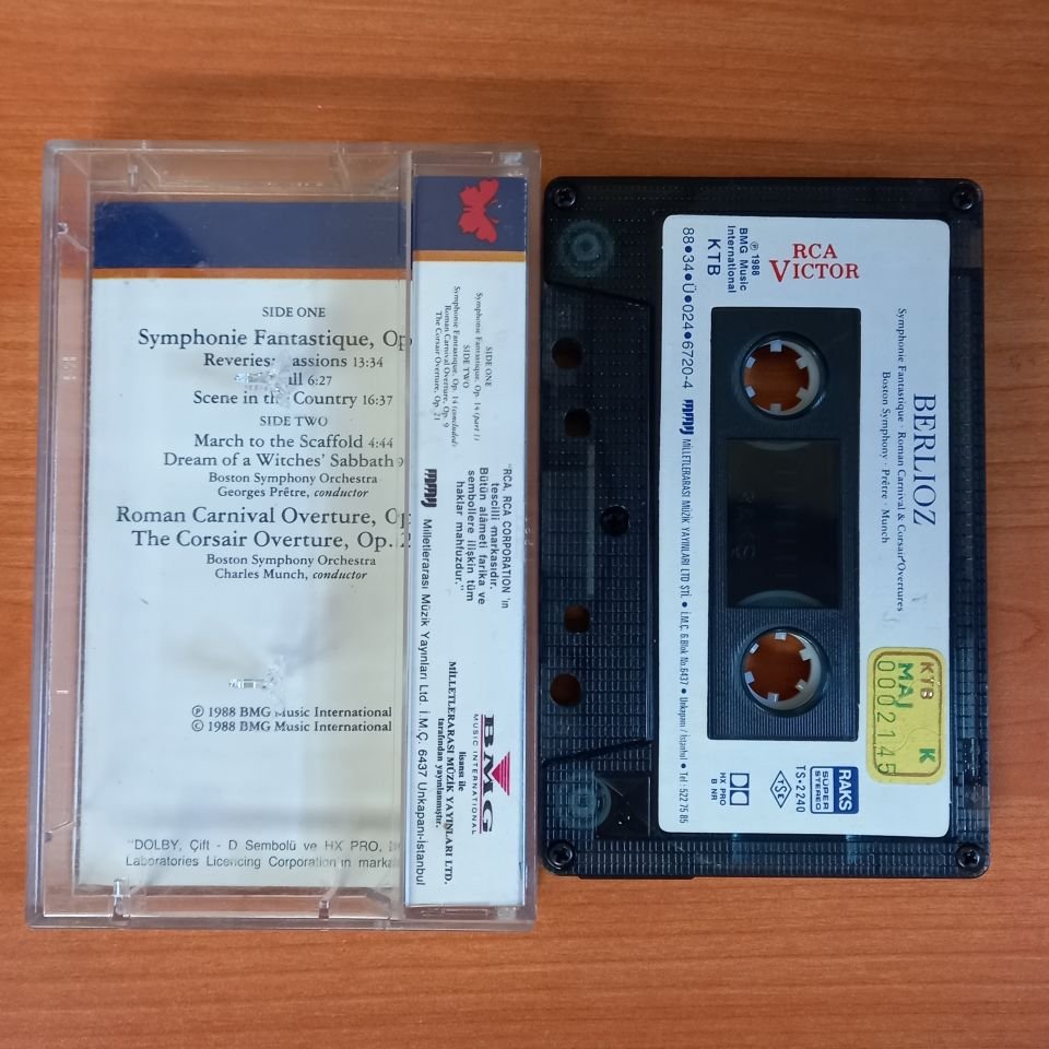 BERLIOZ / SYMPHONY FANTASTIQUE, ROMAN CARNIVAL & CORSAIR OVERTURES, BOSTON SYMPHONY, PRETRE, MUNCH (1988) - KASET 2.EL