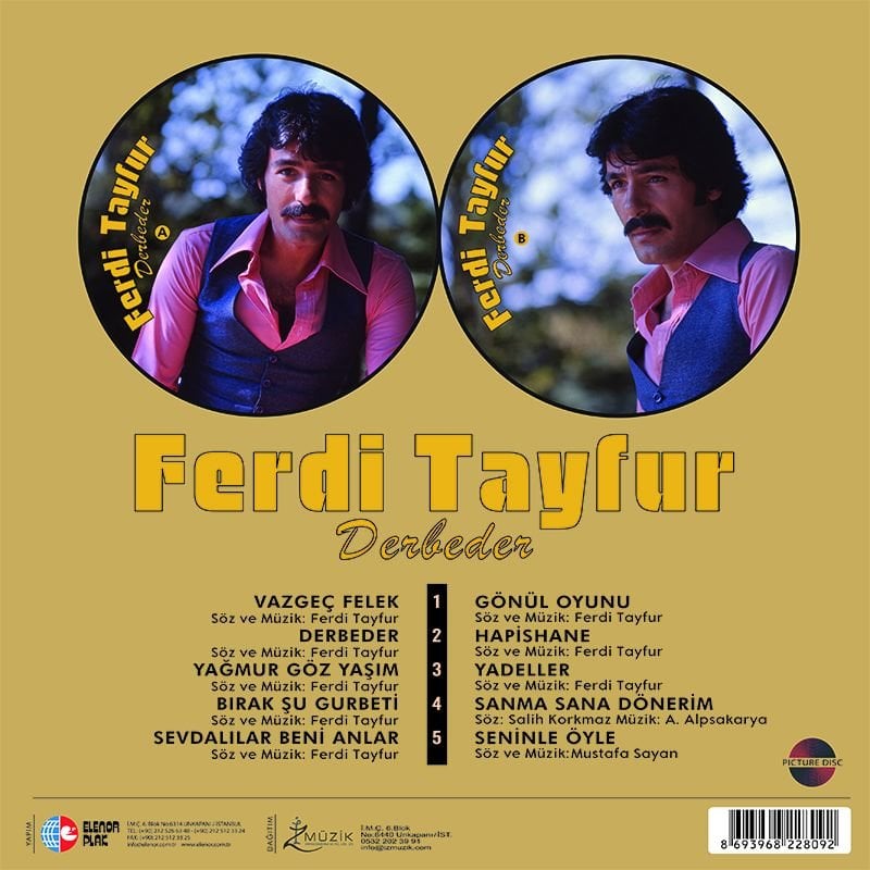 FERDİ TAYFUR - DERBEDER / 45LİK PLAK KAYITLARI (2002) - LP 2025 BASIM RESİM BASKILI / PICTURE DISC SIFIR PLAK