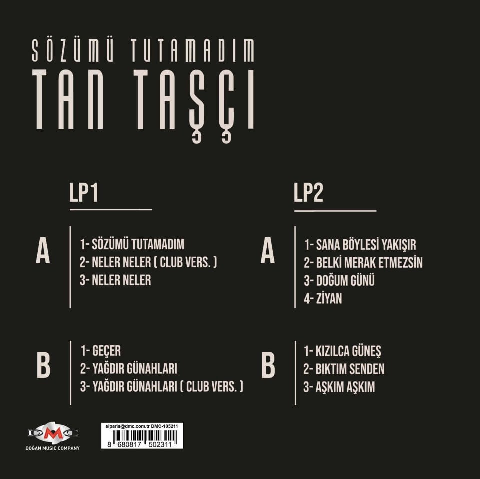 TAN TAŞÇI - SÖZÜMÜ TUTAMADIM (2007) - 2LP GATEFOLD 2024 BASIM SIFIR PLAK