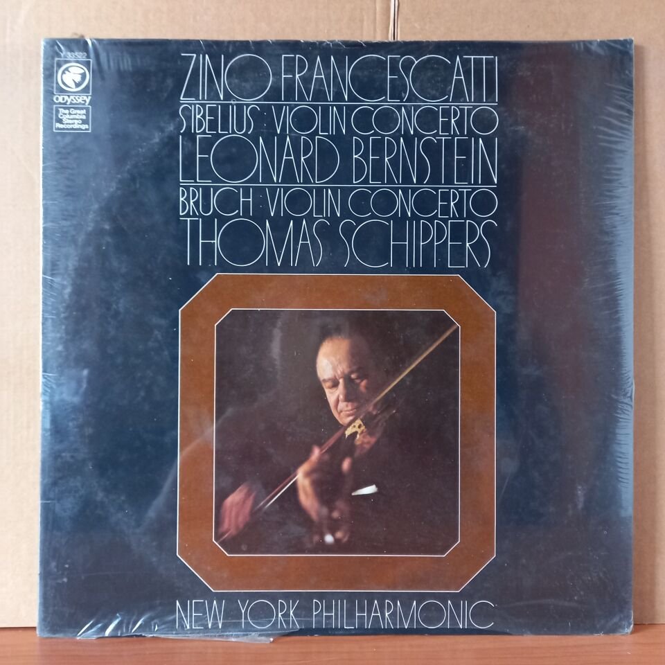 ZINO FRANCESCATTI PLAYS SIBELIUS: VIOLIN CONCERTO WITH LEONARD BERNSTEIN / BRUCH: VIOLIN CONCERTO WITH THOMAS SCHIPPERS / NEW YORK PHILHARMONIC (1975) - LP DÖNEM BASKISI SIFIR PLAK