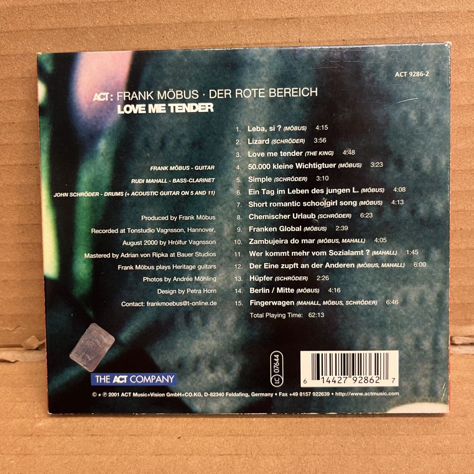 FRANK MÖBUS • DER ROTE BEREICH – LOVE ME TENDER (2001) - CD DIGIPAK 2.EL