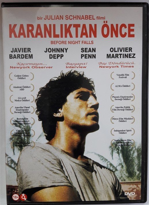 KARANLIKTAN ÖNCE - BEFORE NIGHT FALLS - JAVIER BARDEM - JOHNNY DEPP - SEAN PENN - JULIAN SCHNABEL - DVD 2.EL