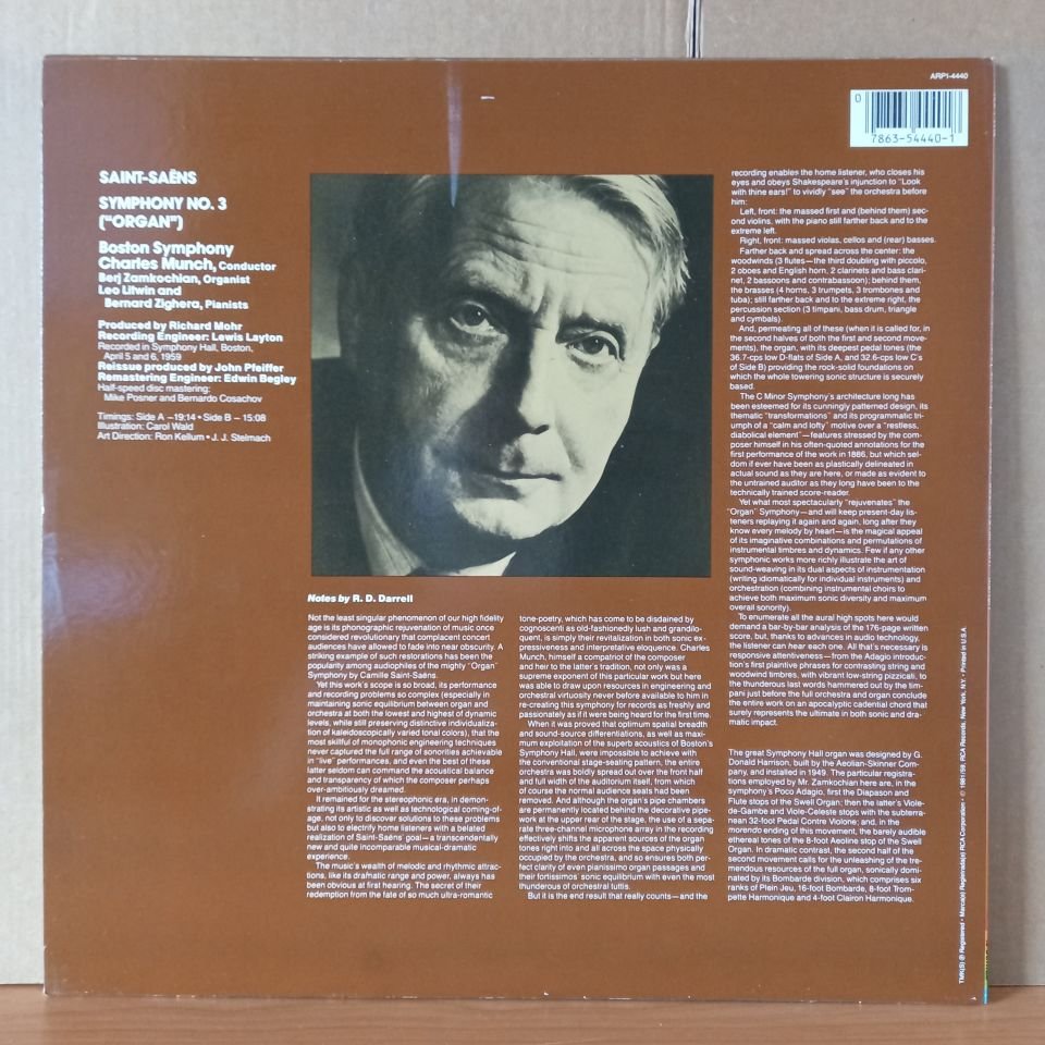 SAINT-SAENS: SYMPHONY NO. 3 ''ORGAN'' / CHARLES MUNCH, BOSTON SYMPHONY ORCHESTRA, BERJ ZAMKOCHIAN (1981) - LP 2.EL PLAK