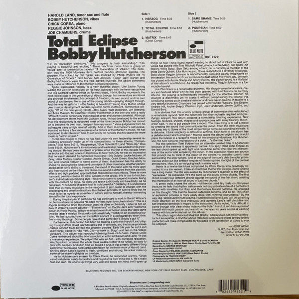 BOBBY HUTCHERSON - TOTAL ECLIPSE (1968) - LP BLUE NOTE TONE POET SERIES 180GR 2024 EDITION SIFIR PLAK