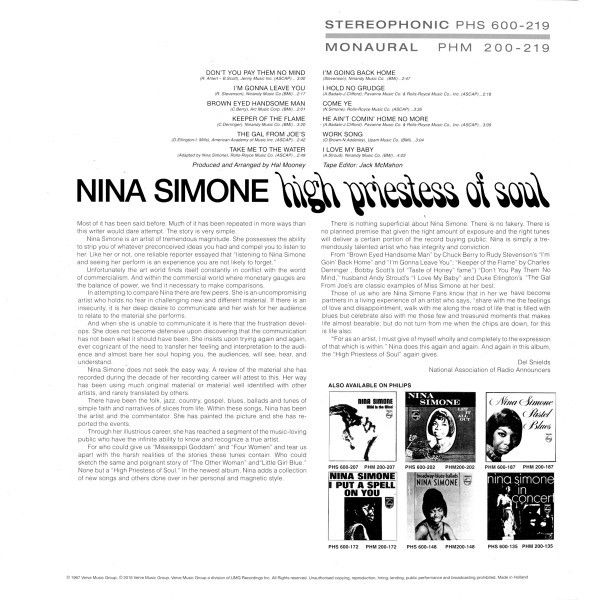 NINA SIMONE - HIGH PRIESTESS OF SOUL (1967) - LP 2023 REISSUE SIFIR PLAK