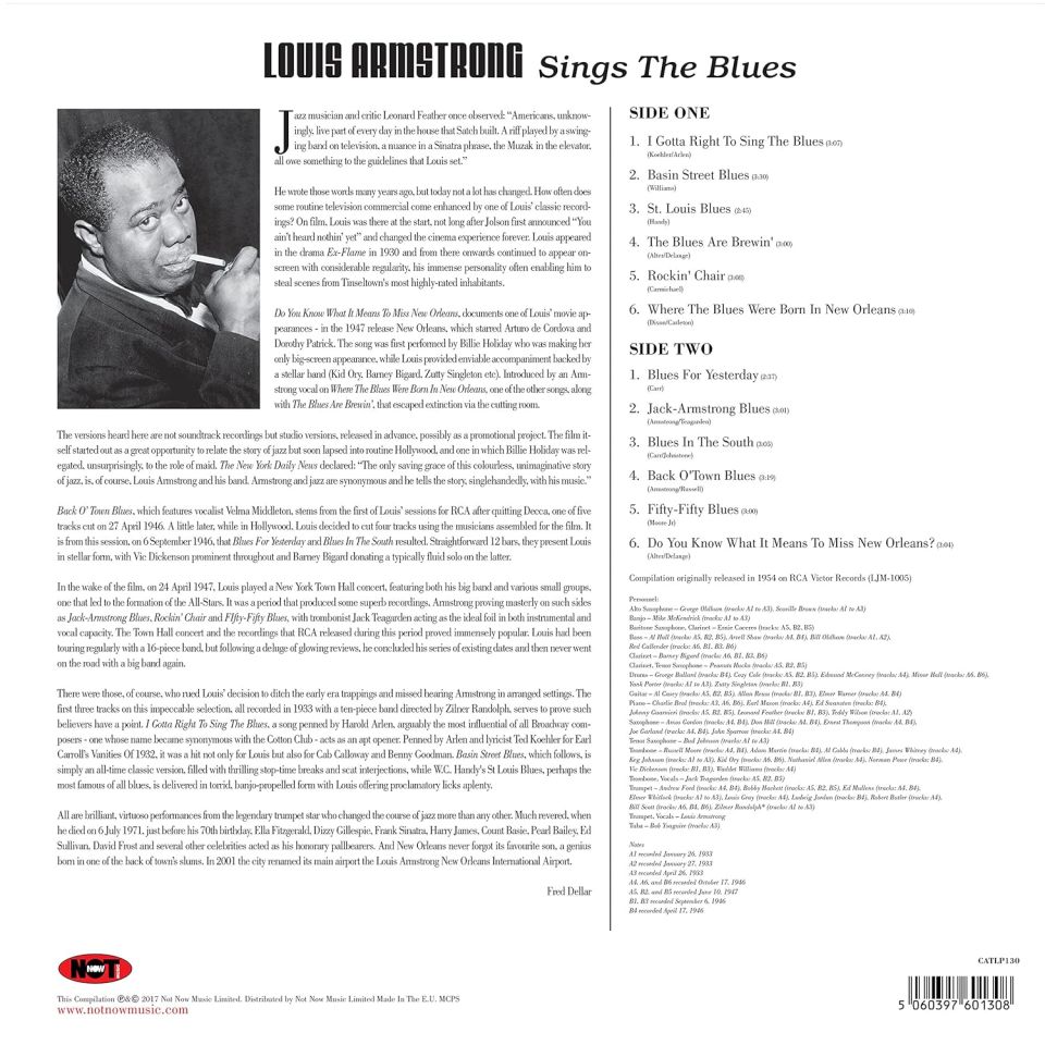 LOUIS ARMSTRONG - SINGS THE BLUES (1954) - LP COMPILATION 2017 EDITION SIFIR PLAK