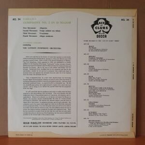 SIBELIUS: SYMPHONY NO.2 / LONDON SYMPHONY ORCHESTRA, ANTHONY COLLINS (1959) - LP 2.EL PLAK