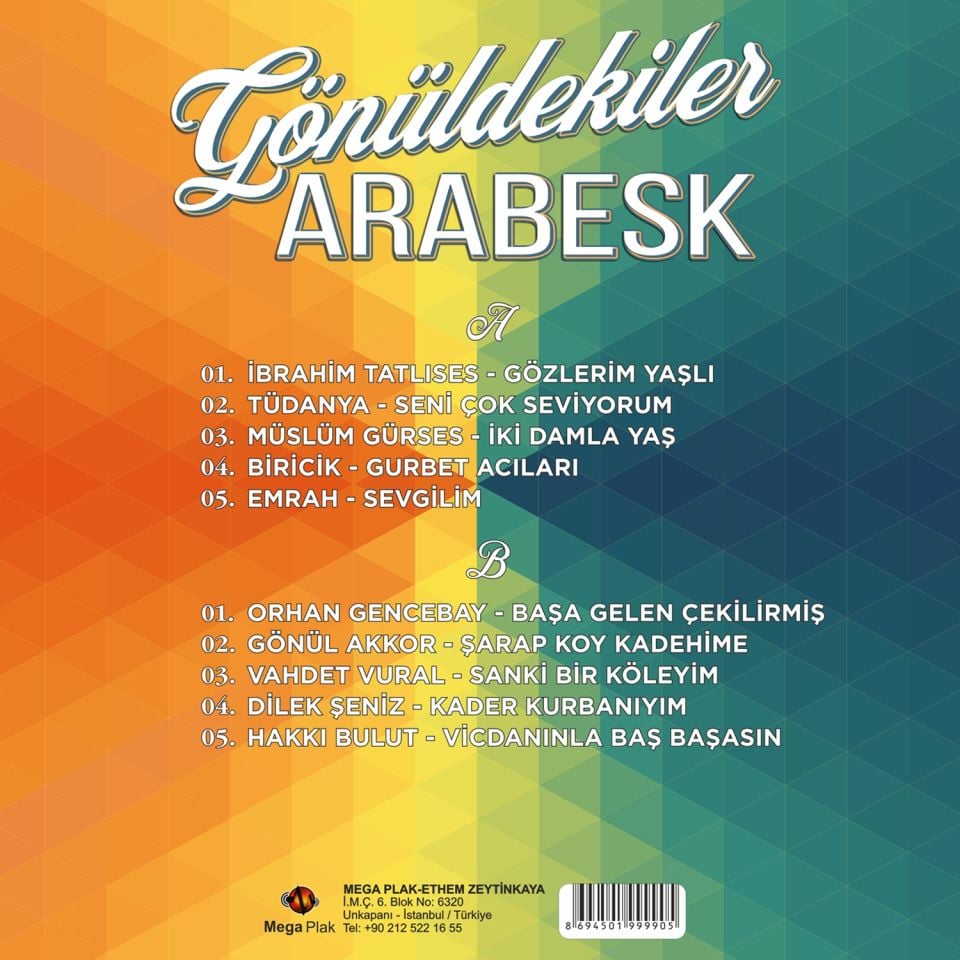 GÖNÜLDEKİLER - ARABESK - İBRAHİM TATLISES, TÜDANYA, MÜSLÜM GÜRSES, BİRİCİK, EMRAH, HAKKI BULUT,.. - LP SIFIR PLAK