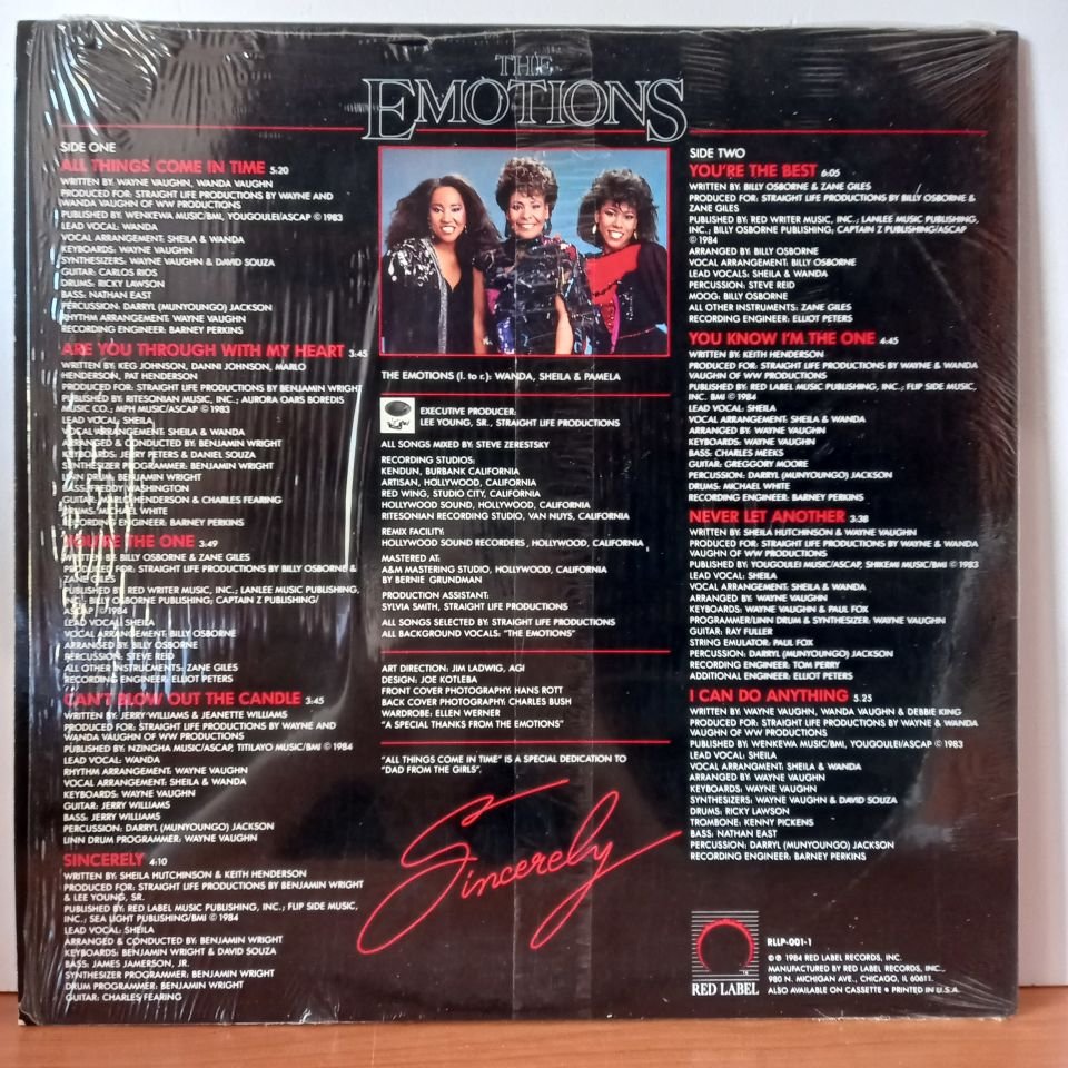 THE EMOTIONS – SINCERELY (1984) - LP  2.EL PLAK