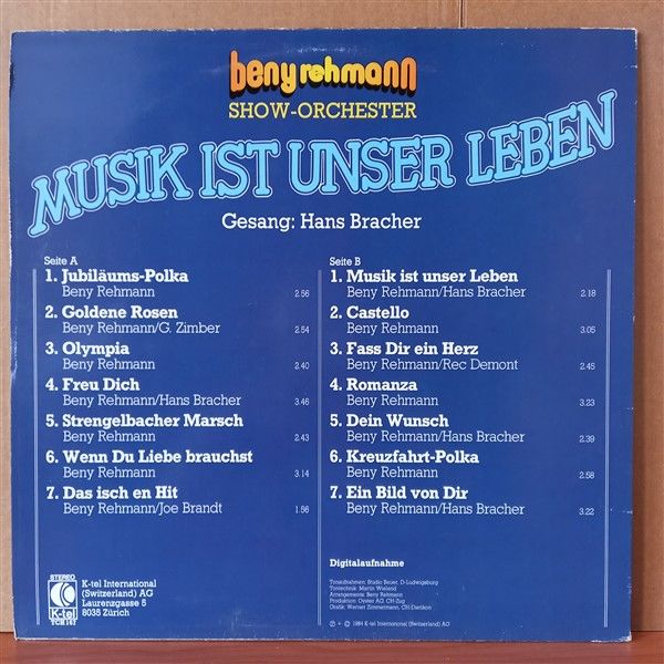 BENY REHMANN – MUSIK IST UNSER LEBEN (1984) - LP 2.EL PLAK
