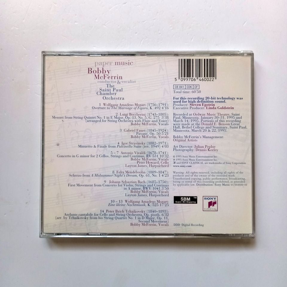 BOBBY MCFERRIN, THE SAINT PAUL CHAMBER ORCHESTRA – PAPER MUSIC (1995) - CD 2.EL