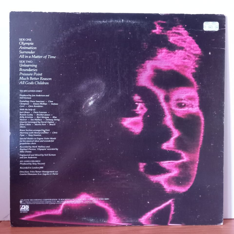 JON ANDERSON – ANIMATION (1982) - LP  2.EL PLAK