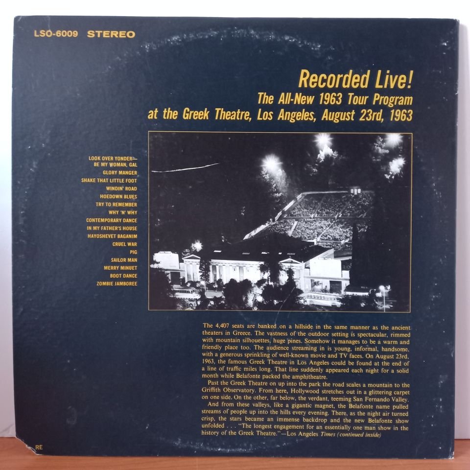 HARRY BELAFONTE – BELAFONTE AT THE GREEK THEATRE (1963) - 2LP  2.EL PLAK