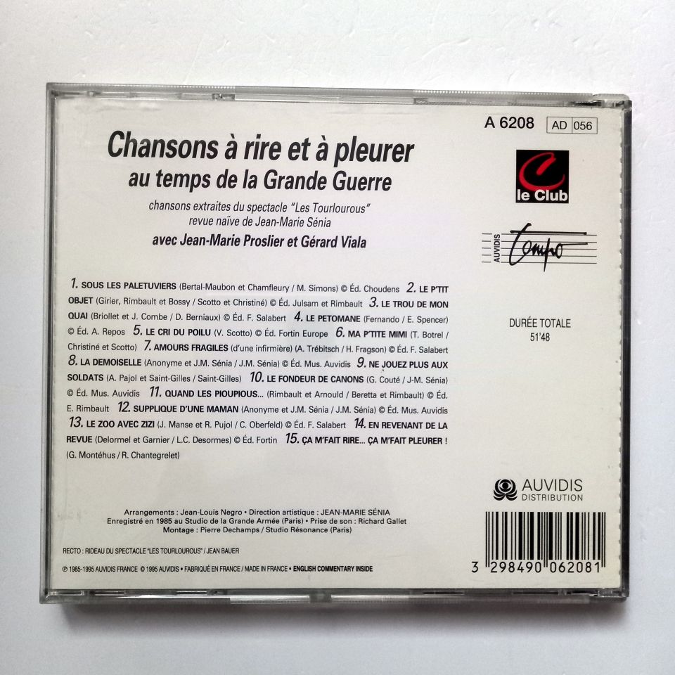 JEAN-MARIE SENIA, JEAN MARIE PROSLIER, GERARD VIALA – LES TOURLOUROUS REVUE NAIVE DE JEAN MARIE SENIA (1995) - CD 2.EL