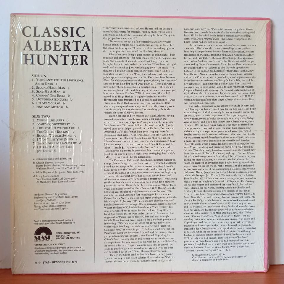 ALBERTA HUNTER – CLASSIC ALBERTA HUNTER / THE THIRTIES (1978) - LP  2.EL PLAK