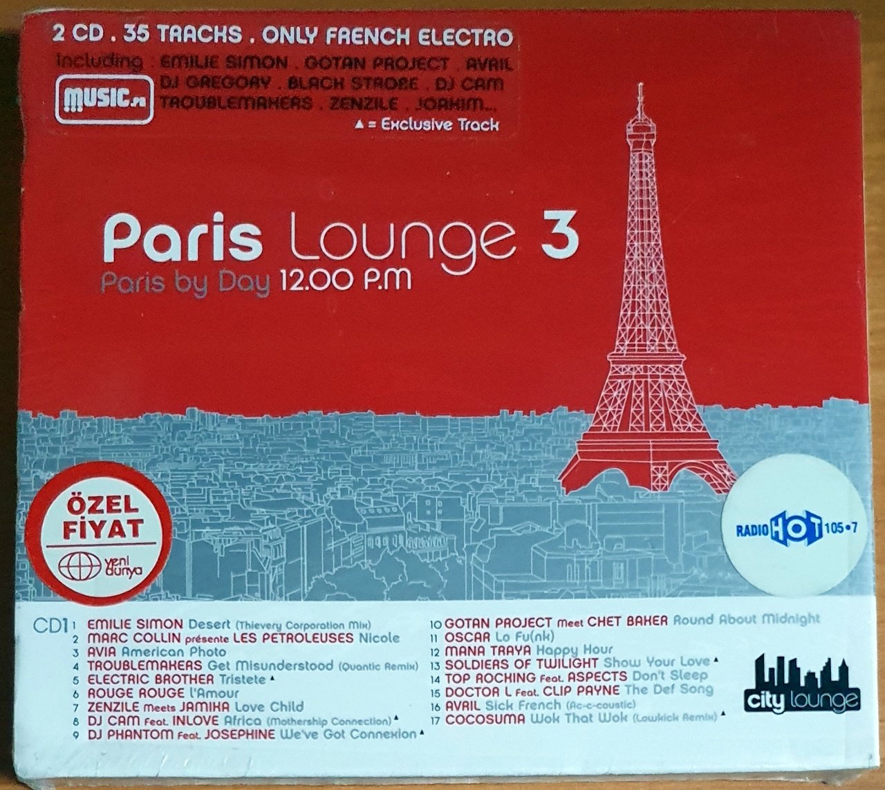 PARIS LOUNGE 3 / DJ CAM, TOUBLEMAKERS, GOTAN PROJECT, DJ GREGORY, ZENZILE (2003) - 2CD SIFIR