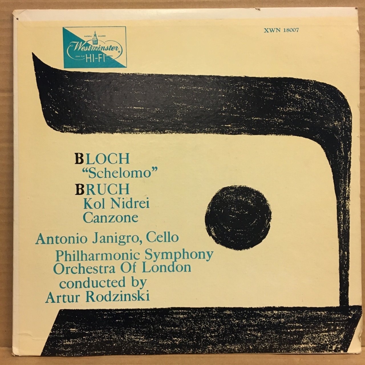 BLOCH - SCHELOMO / BRUCH - KOL NIDREI, CANZONE, CELLO ANTONIO JANIGRO, ARTUR RODZINSKI (1956) 2.EL PLAK