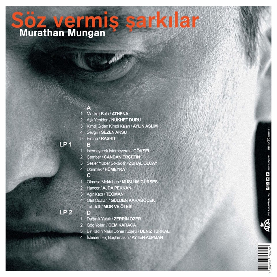 MURATHAN MUNGAN - SÖZ VERMİŞ ŞARKILAR / ATHENA NÜKHET DURU SEZEN AKSU HÜMEYRA MÜSLÜM GÜRSES MOR VE ÖTESİ CEM KARACA TEOMAN (2007) - 2LP 2025 BASIM SIFIR PLAK